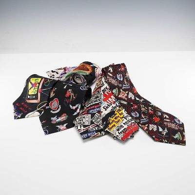 6pc Nicole Miller Silk Necktie Collection. A collection of six Nicole Miller silk neckties 