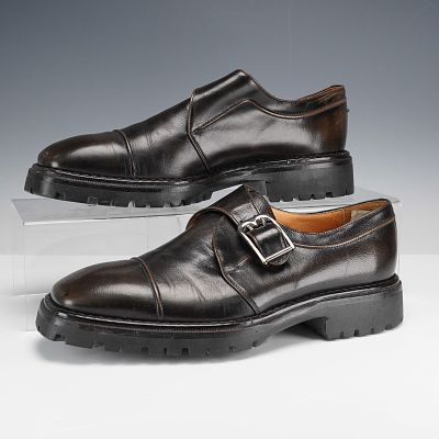 Bally Men's Monk Strap Shoes, Black Leather. A pair of Bally black leather monk strap shoes 