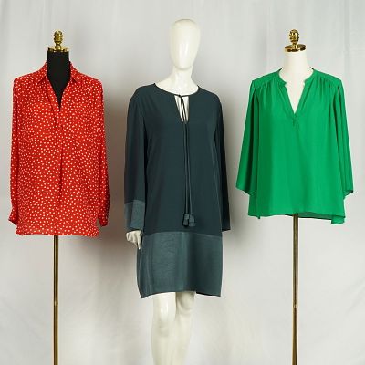 3pc Paule Ka, Neiman Marcus, and Ann Taylor Women Shirts & Dress. A chic trio of contemporary 