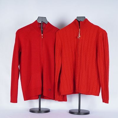 2pc St. John Women's Knitwear, Cashmere & Wool Zip Sweater. St. John women's knitwear, featuring 