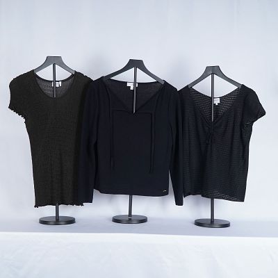 3pc Armani and St. John Long and Short Sleeve Knit Blouses. Designer knit tops from Armani 