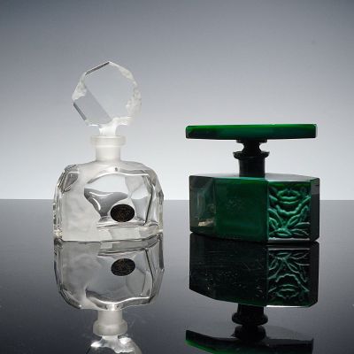 2pc Czech and JaS Glassworks Bohemia Crystal Perfume Bottles. Vintage perfume bottles including 