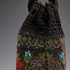 Crocheted Glass Bead Cinch Handbag with Velvet Handle. Charming vintage crocheted glass bead Image - 1