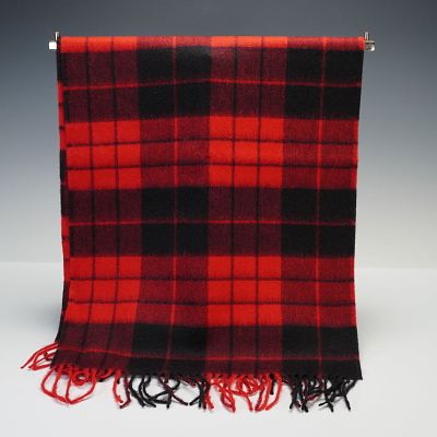 Escada Sport Garnet Red Plaid Scarf. A cozy scarf in a bold garnet red and black plaid pattern. 