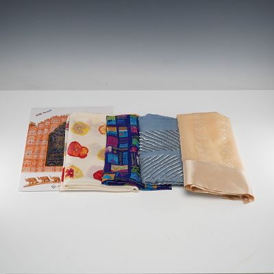 5pc BCBG Max Azria, Jaipur, and Other Silk Fashion Scarves. Group includes a Jaipur Handicrafts 