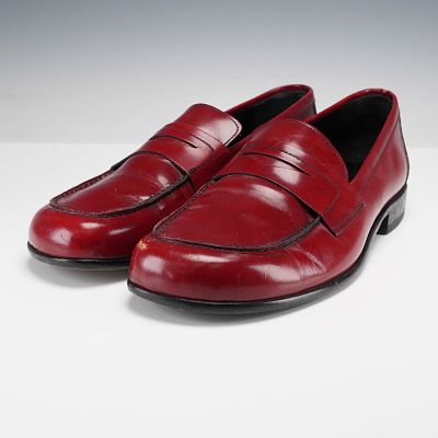 Donald J Pliner Men's Loafers, Red Leather. A pair of men's loafers by Donald J Pliner, made in 