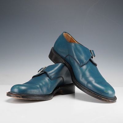 Bally Men's Monk Strap Shoes, Blue Leather Acanto/06. A pair of Bally Acanto/06 monk strap dress 