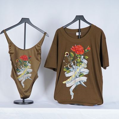 2pc La Perla Swim Wear Set, Cover Shirt with Swimsuit. Swimwear ensemble featuring a matching 