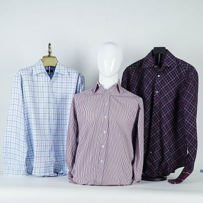 3pc Equilibrio, Kuhlman, and Pink Men Cotton Shirts. Three stylish men's long-sleeve cotton 