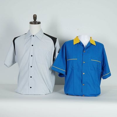 2pc Retro Bowling Shirts Team Spam by Hilton & Les Miserables Broadway Show. Two short-sleeve 
