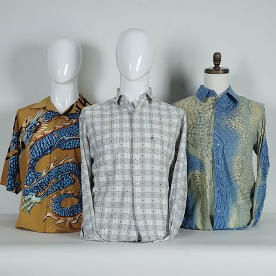 3pc Roberto Cavalli, New Man, and Moon Men Shirts, Made in Italy & France. A group of three 