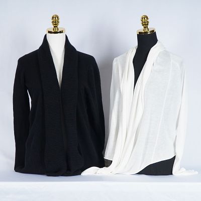 2pc C by Bloomingdale and Soma Cashmere Sweater Wraps. Open-front sweater wraps including one 