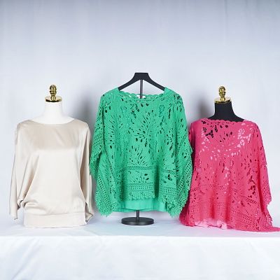 3pc Chico's Women's Clothing, Blouses and Crocheted Overlay. Chico's women's wear grouping 