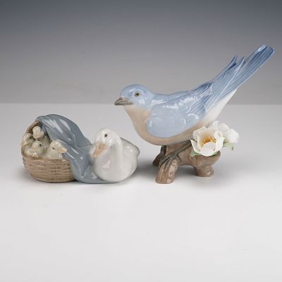 2pc Lladro Porcelain Bird Figurines, Ducks and Sweet Sounds of the Morning. This lot includes 
