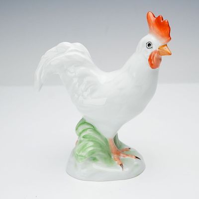Herend Porcelain Figurine, Rooster. A proud white rooster stands in a crisp white finish with 