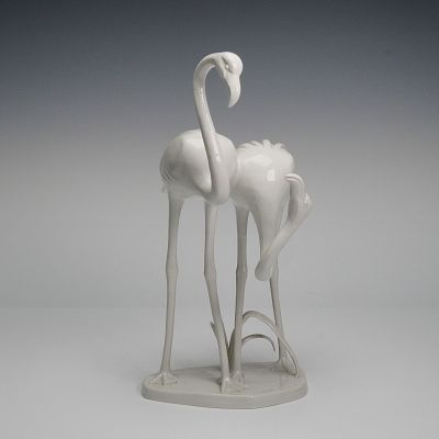 Meissen Porcelain Flamingos Figurine. Meissen porcelain figurine modeled as two elegant 