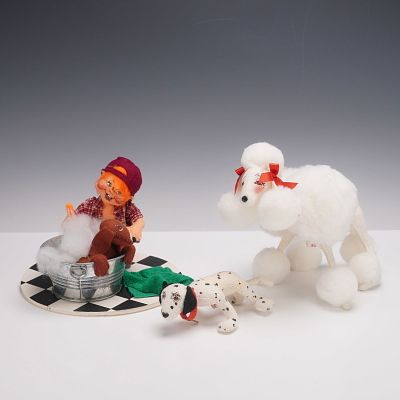 3pc Annalee Dolls Stuffed Animals. Group of three Annalee dolls featuring playful pet themes. 