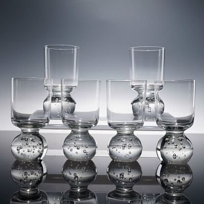 6pc Cocktail Glasses with Controlled Bubble Base. A captivating set of six handblown cocktail 