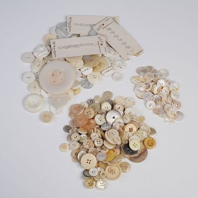 Large Collection of Ivory-Toned Buttons, Various Sizes. An extensive assortment of vintage and 