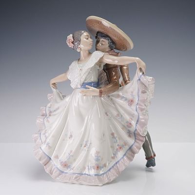 Lladro Porcelain Sculpture, Mexican Dancers 01005415. A male and female couple engaged in a 