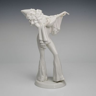 Rosenthal Porcelain Pierrot Musician Figurine. This white glazed porcelain figurine by D Charol 