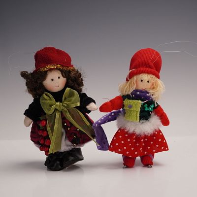 2pc Kurt S. Adler Little Souls Christmas Ornaments. This lot includes two charming fabric dolls 
