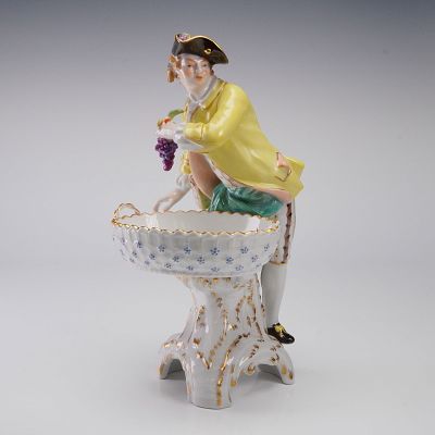 KPM Berlin Porcelain Figural Spice Bowl, Four Seasons. A finely modeled and hand painted KPM 
