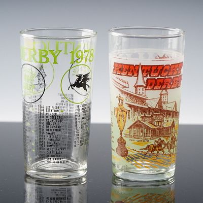2pc Kentucky Derby Collectible Highball Glasses. Two Kentucky Derby collectible glasses 