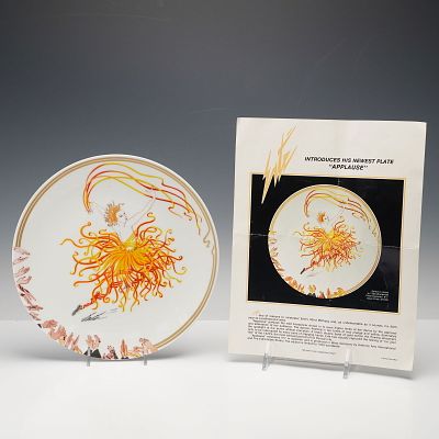 Anthony Arts International & Edna Hibel Studio Erte Plate, Applause. A limited edition porcelain 