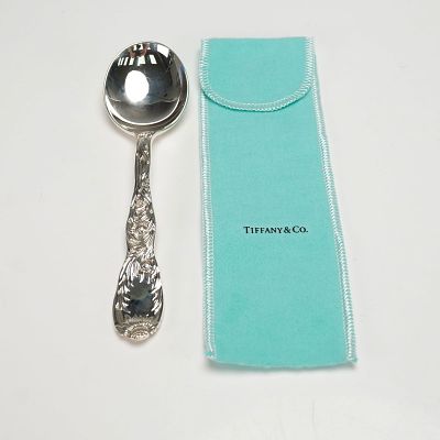 Tiffany & Co. Sterling Silver Round Bowl Soup Spoon, Chrysanthemum. In the Chrysanthemum pattern 