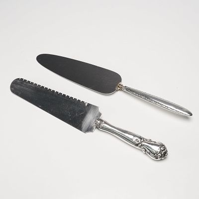 2pc Sterling Silver Handle Cake Servers. Includes Web Sterling Silver serrated cake knife in 