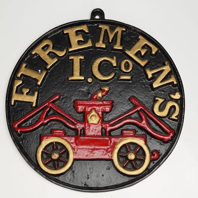 Virginia Metalcrafters Firemen's Insurance Co. Display Plaque. Cast iron Firemen's Insurance Co. 
