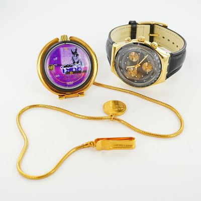 2pc Swatch Irony Chrono Wrist and Bob Beamon 1996 POP Olympics Pocket Watch. Swatch Irony Chrono 