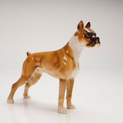 Hutschenreuther Glazed Porcelain Boxer Dog Figurine. A glazed german dog figurine, specifically 