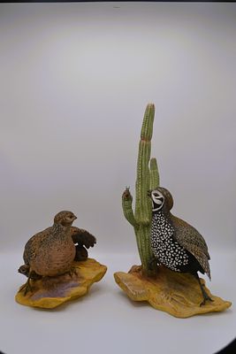 Boehm Porcelain Mearns Quail, Pair, 1963. Bisque Porcelain Decorated, hand created, hand painted 