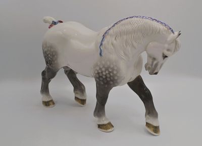 Boehm Porcelain Percheron Stallion, 1950, Rare. Glazed Porcelain Decorated, hand created, hand 