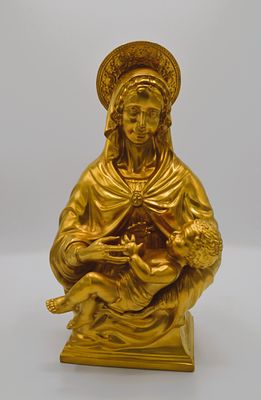 Boehm Porcelain Madonna w/ Child 24K Gold Applied One of One, 1999. Created by hand in Fine 