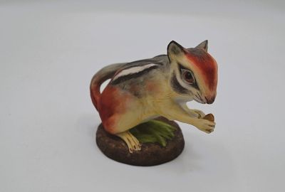 Boehm Porcelain Sitting Chipmunk Sculpture, 1979. Bisque Porcelain Decorated, hand created, hand 