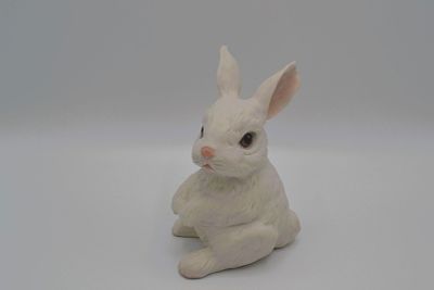 Boehm Porcelain Rabbit Sitting, Sculpture, 2002. Bisque Porcelain Decorated, hand created, hand 