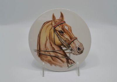 Boehm Porcelain Harness Horse Portrait Painting In The Round, 1977, Rare. Fine Bone China 