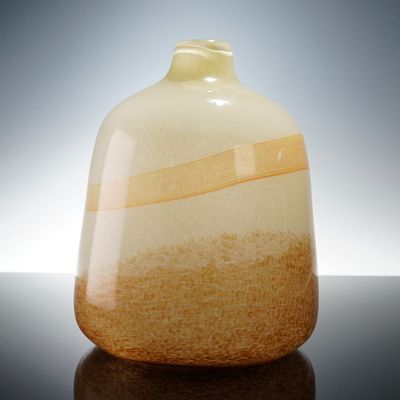 Contemporary Handblown Art Glass Vase. A modern handblown art glass vase featuring a softly 