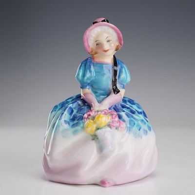 Royal Doulton Miniature Figurine, Monica M72. A hand painted bone china portraying a young woman 