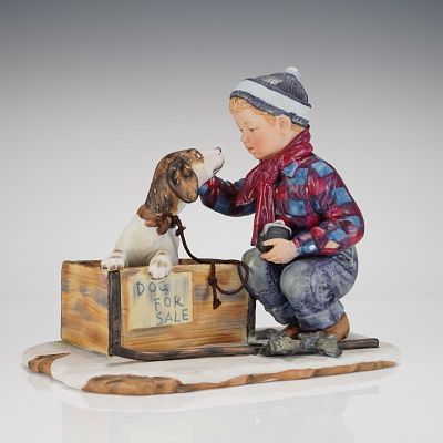 Gorham Norman Rockwell A Boy Meets His Dog Figurine. A single collectible figurine manufactured 