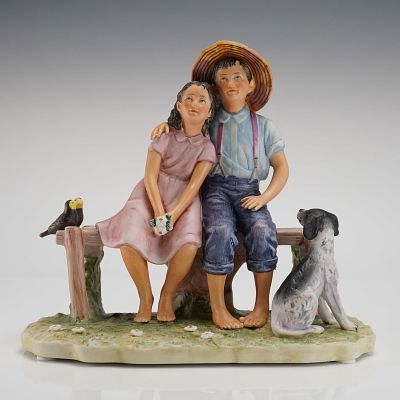 Gorham Norman Rockwell Spring Sweet Serenade Porcelain Figurine. A single figural porcelain 