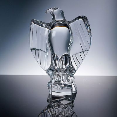 Baccarat Crystal Figurine, Eagle. Eye catching clear crystal figurine capturing an eagle with 