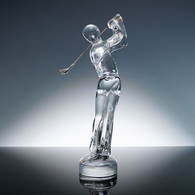 Baccarat Crystal Figurine, Golfer. Elegant Baccarat crystal figurine depicting a golfer in 
