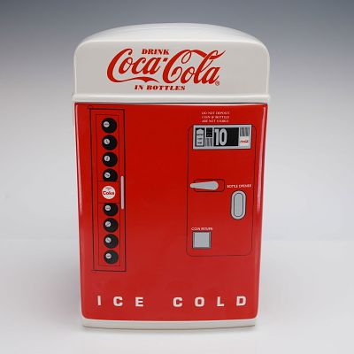 Enesco Porcelain Coca Cola Classic Vending Machine Cookie Jar. A novelty lot consisting of two 