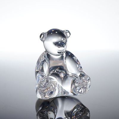 Baccarat Crystal Seated Teddy Bear Figurine. A crystal figurine sculpted by Baccarat in the form 