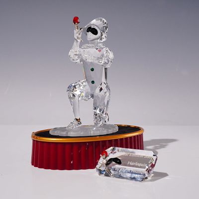 3 Swarovski 2001 Harlequin Figurine w/ Plaque & Display Stand. A complete collection of the 