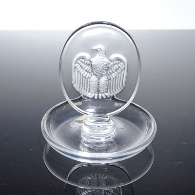 Lalique Crystal Bicentennial American Eagle Ring Tray. A Lalique Crystal Bicentennial American 